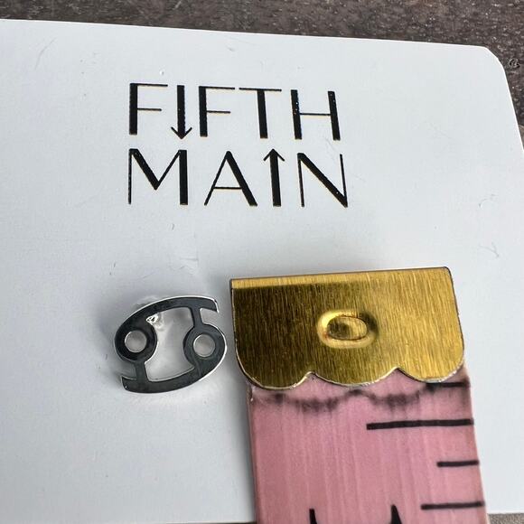 New silver tone cancer astrological horoscope small post earrings - Picture 3 of 4